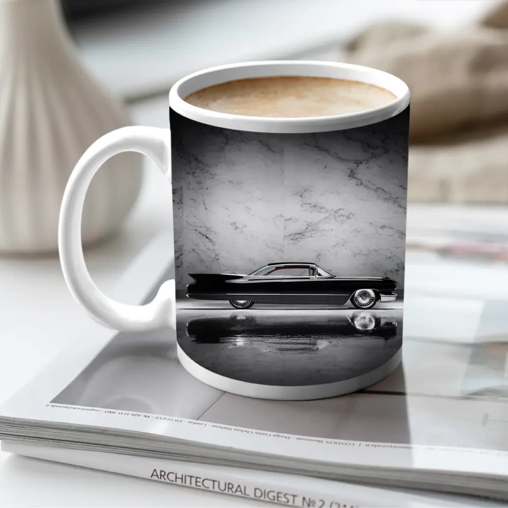Classic Black Cadillac Marble Studio Side Profile – Mugs