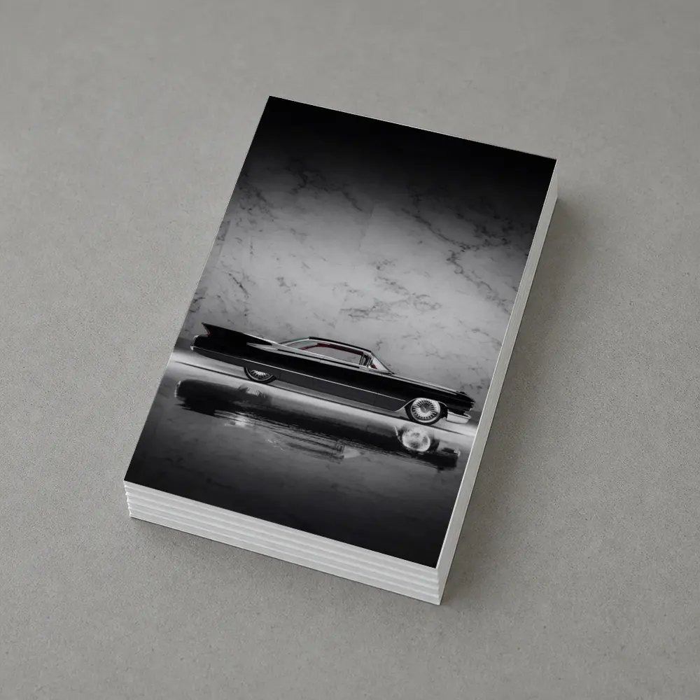 Classic Black Cadillac Marble Studio Side Profile – Postcards