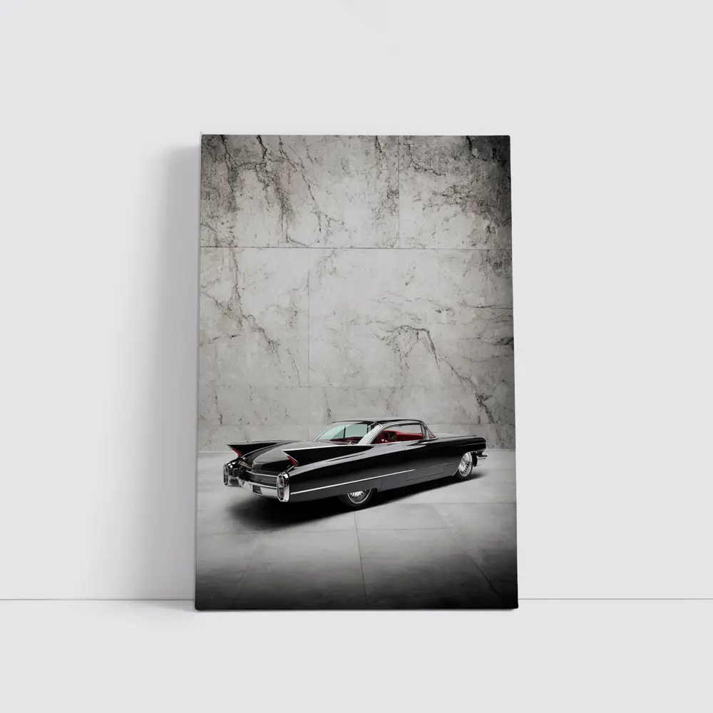 Black Cadillac Classic Car Marble Wall Background – Wall Art