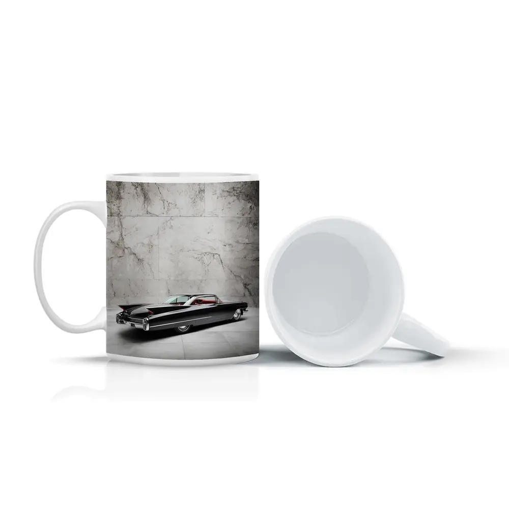 Black Cadillac Classic Car Marble Wall Background – Mugs