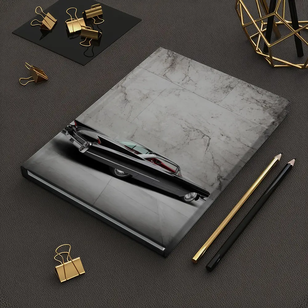 Black Cadillac Classic Car Marble Wall Background – Notebooks