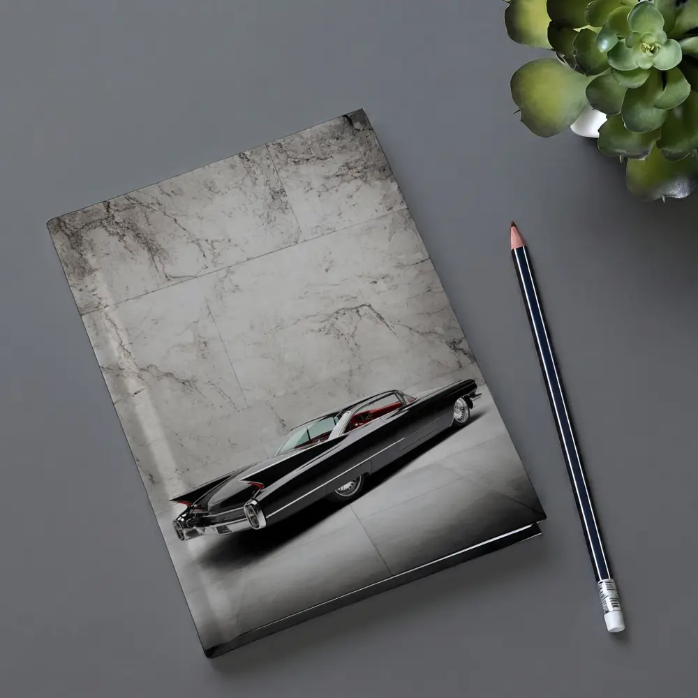 Black Cadillac Classic Car Marble Wall Background – Notebooks