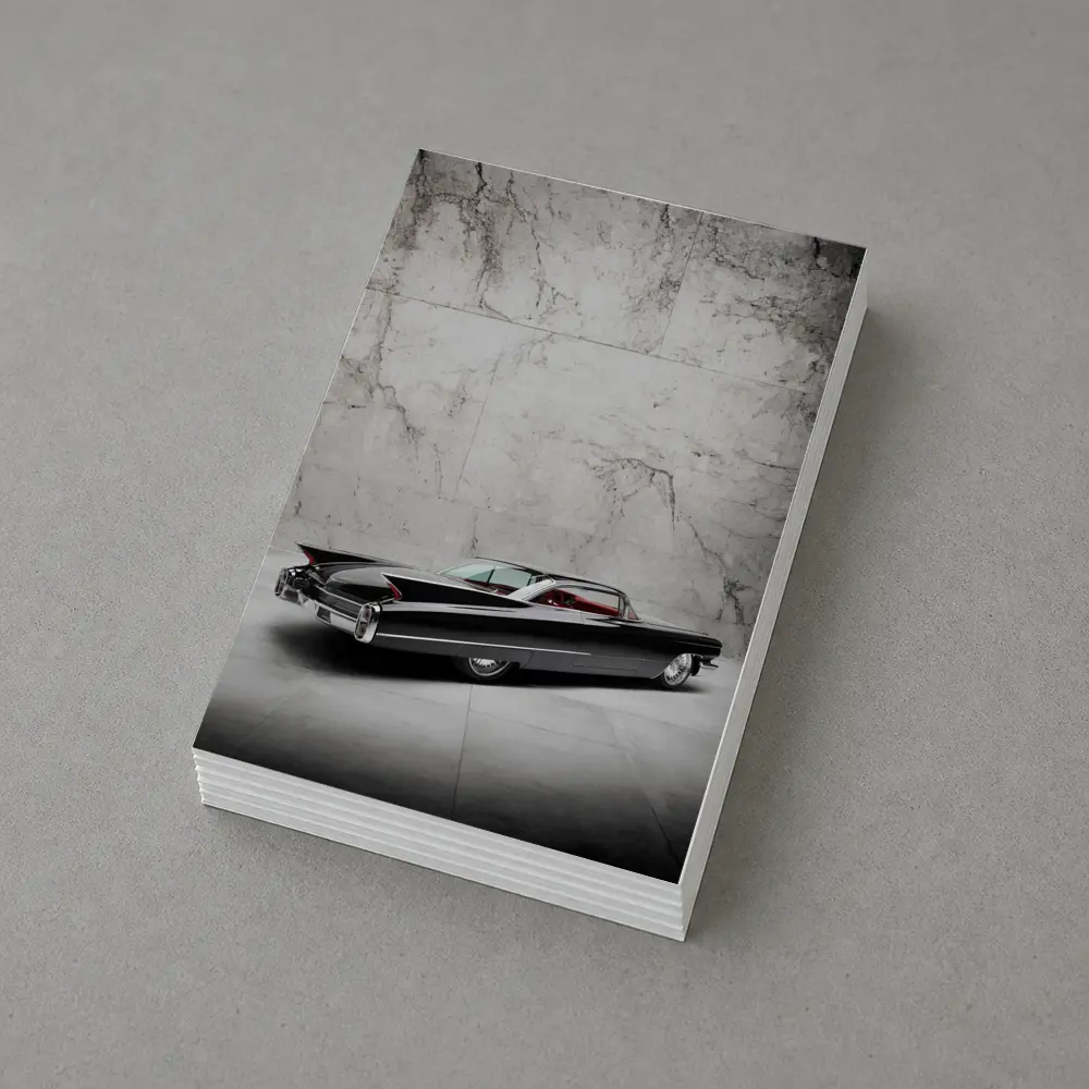 Black Cadillac Classic Car Marble Wall Background – Postcards