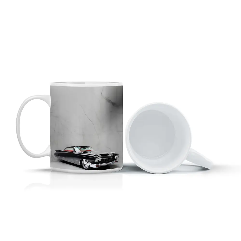 Black Cadillac Classic Car Marble Background – Mugs