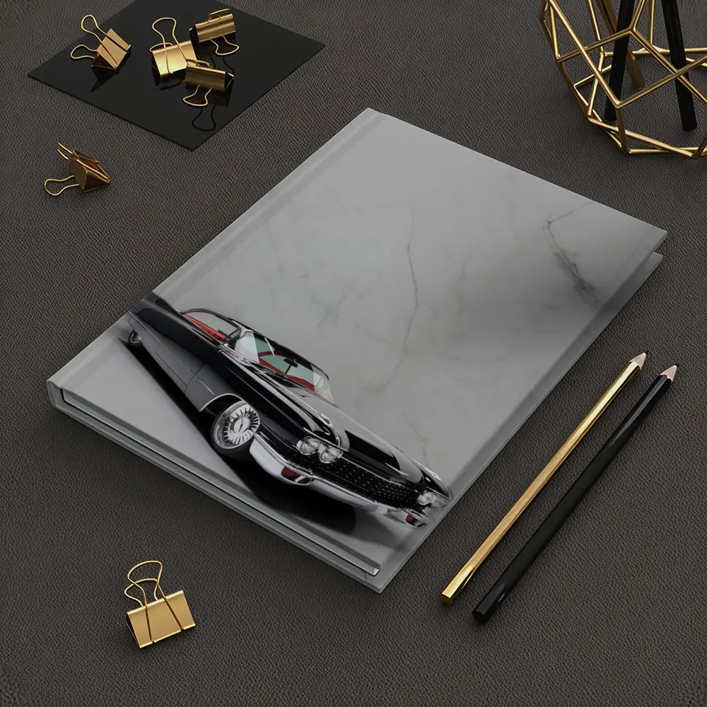 Black Cadillac Classic Car Marble Background – Notebooks