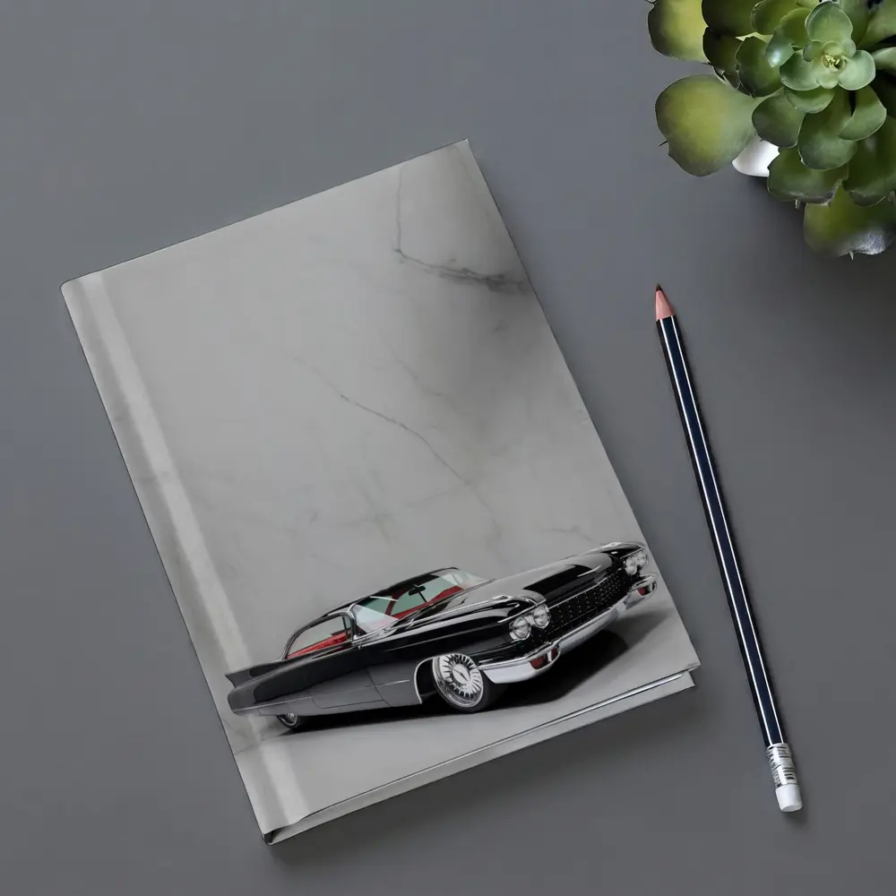 Black Cadillac Classic Car Marble Background – Notebooks
