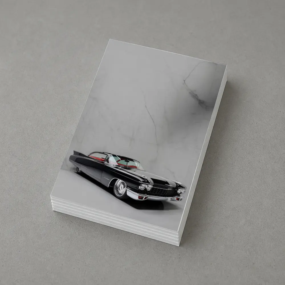 Black Cadillac Classic Car Marble Background – Postcards