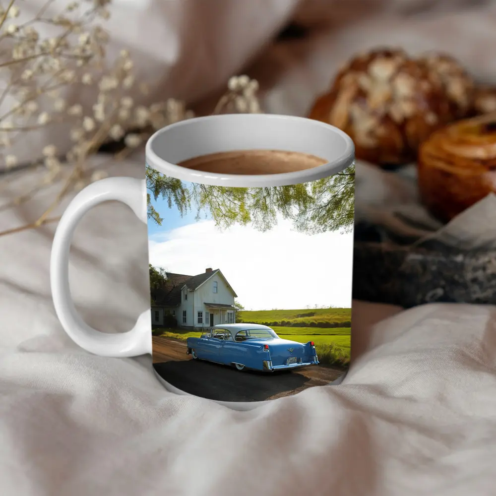 Classic Blue Cadillac Country Farmhouse Road – Mugs
