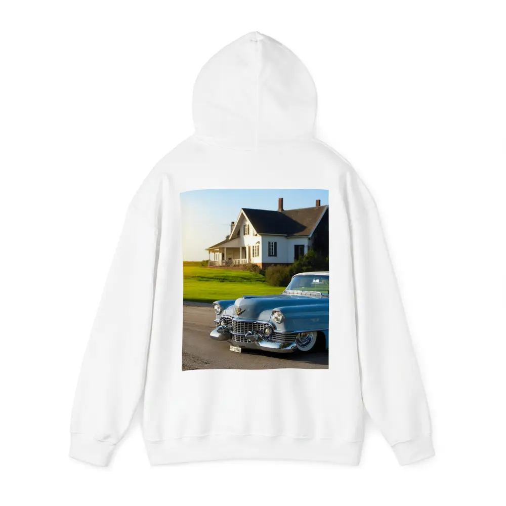 Classic Cadillac Blue Vintage Car Country House – Hoodies