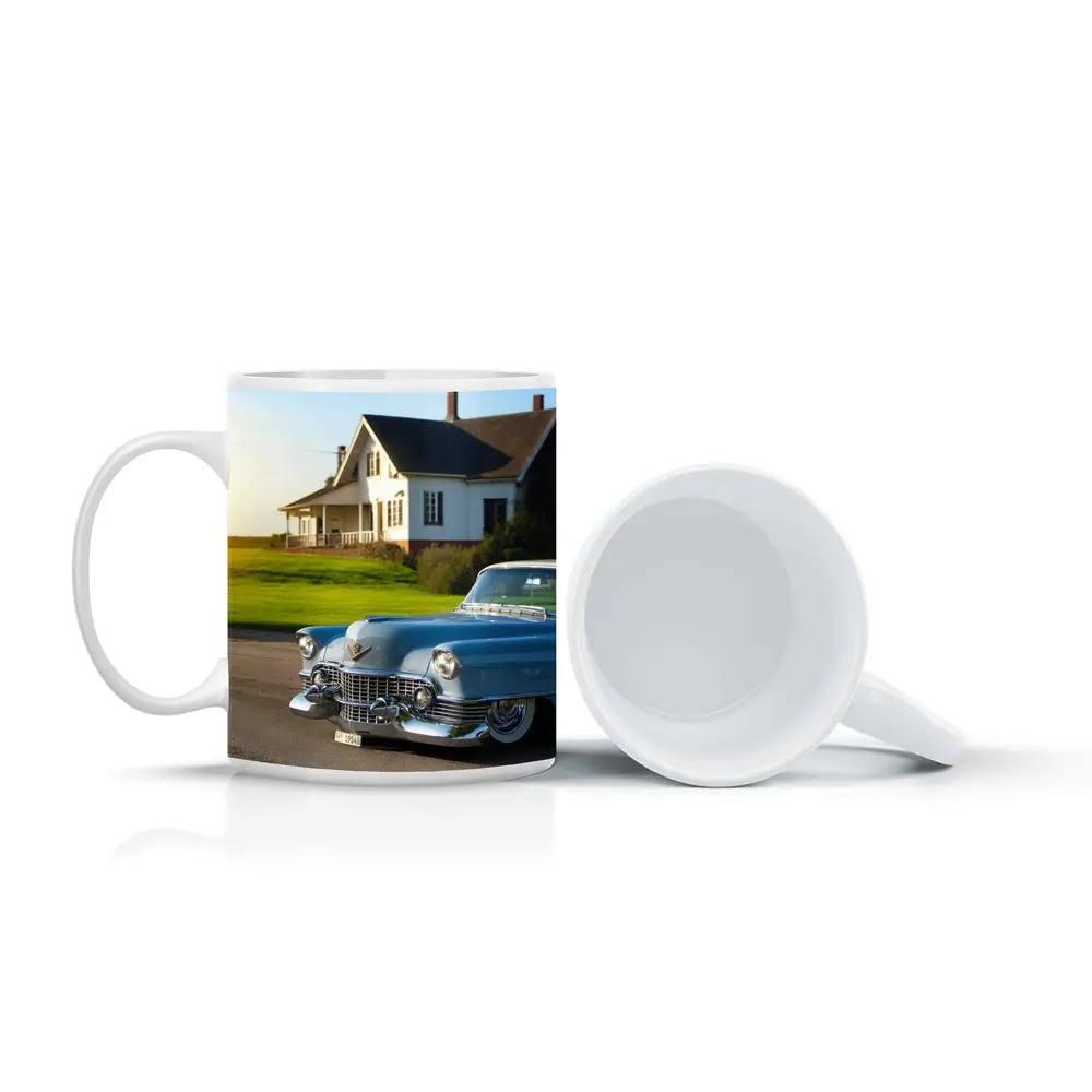 Classic Cadillac Blue Vintage Car Country House – Mugs