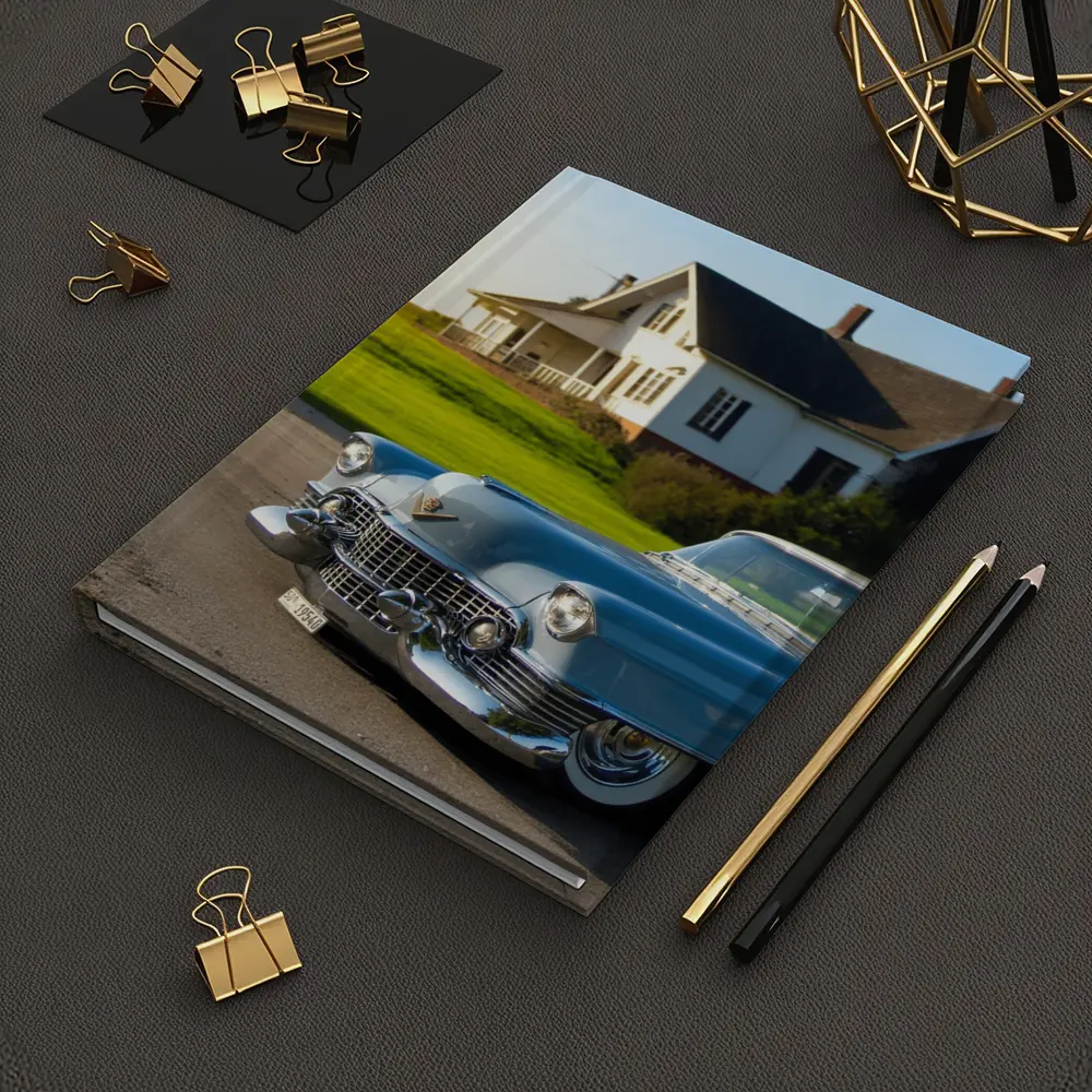 Classic Cadillac Blue Vintage Car Country House – Notebooks