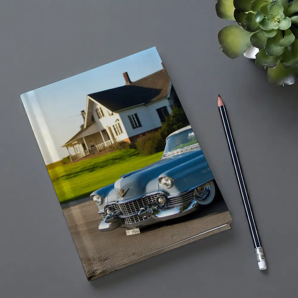 Classic Cadillac Blue Vintage Car Country House – Notebooks