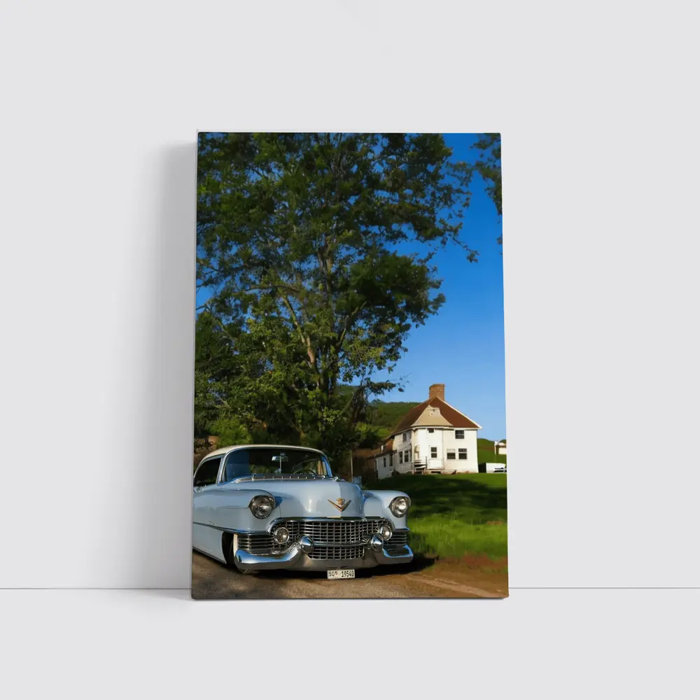 Classic Cadillac DeVille White Rural American Village – Wall Art