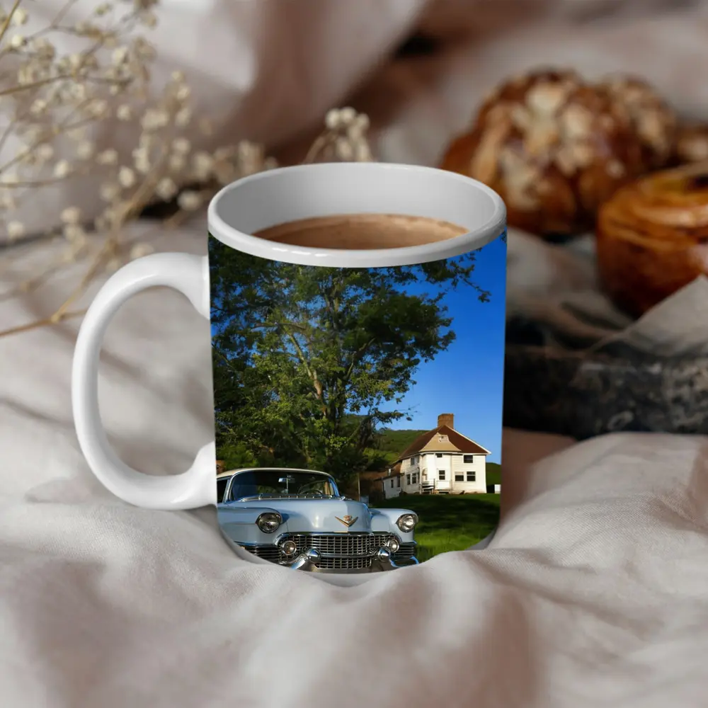 Classic Cadillac DeVille White Rural American Village – Mugs