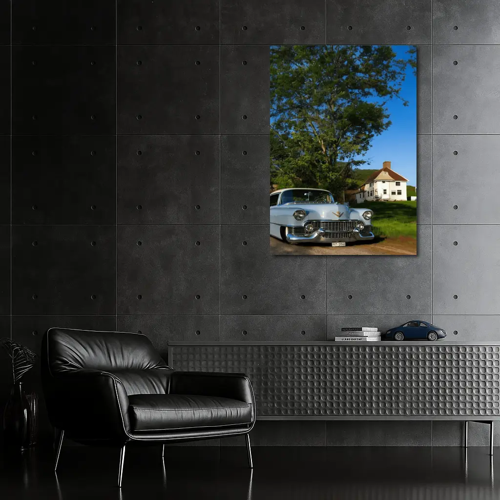 Classic Cadillac DeVille White Rural American Village – Wall Art