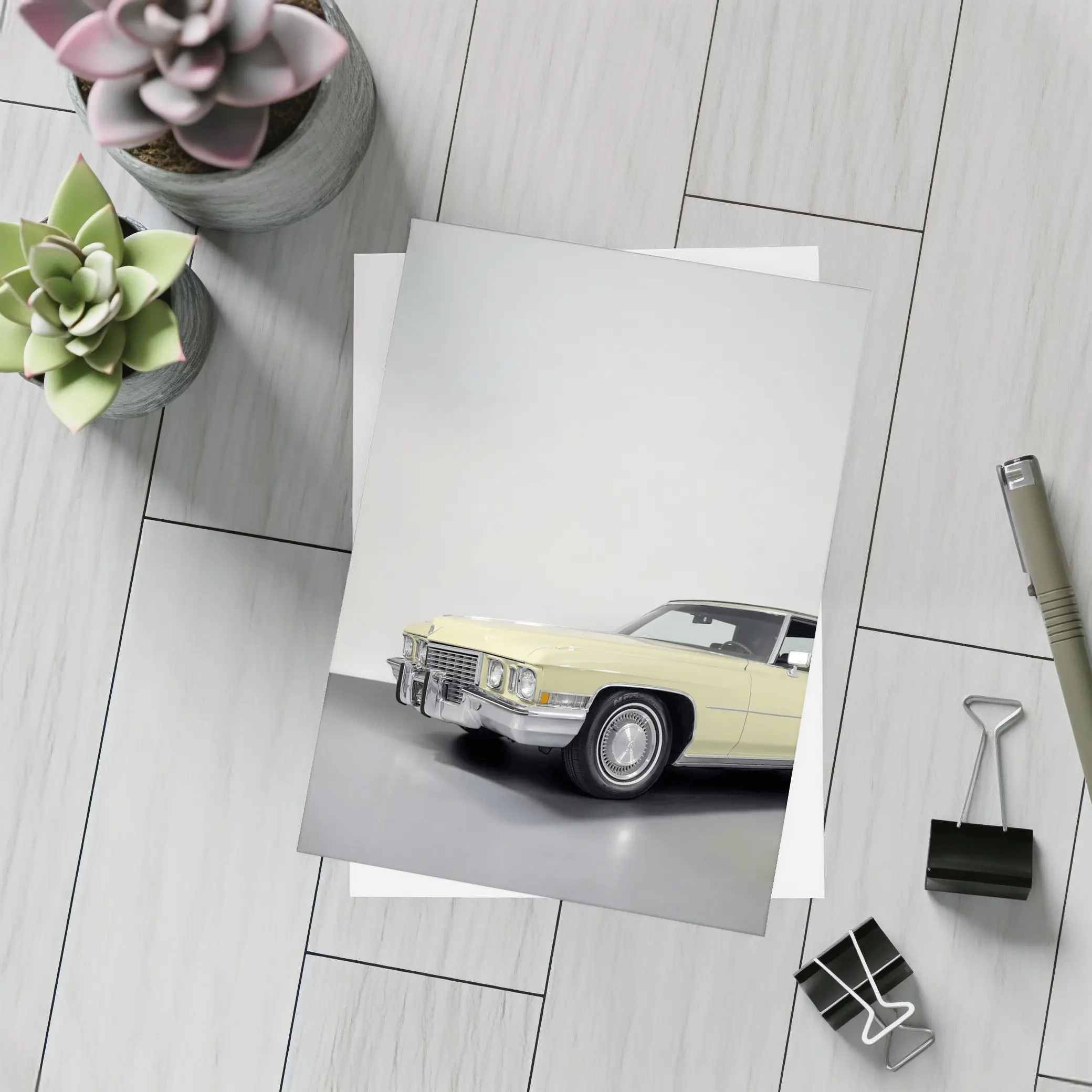 Cadillac DeVille Classic Yellow Studio Shot – Postcards