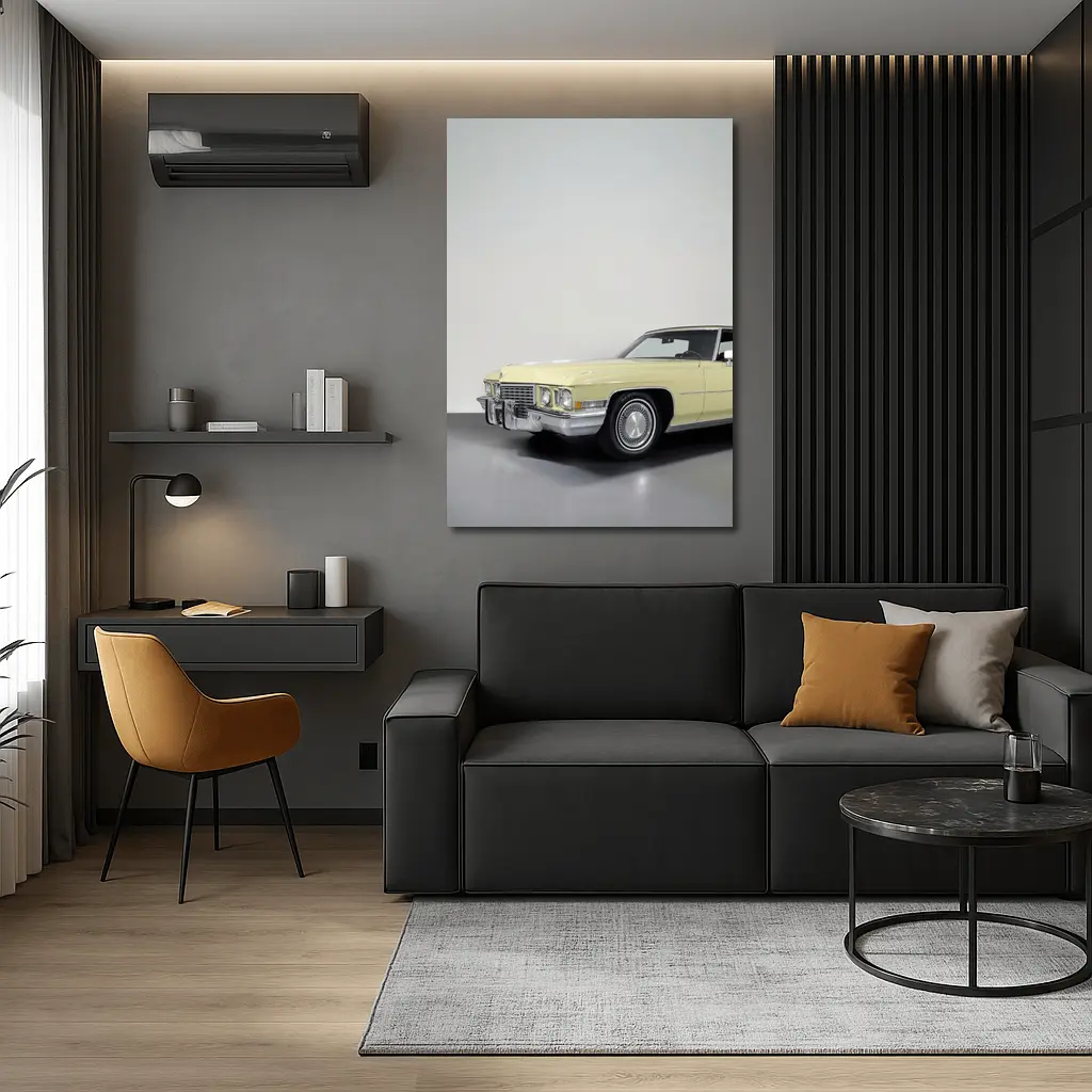 Cadillac DeVille Classic Yellow Studio Shot – Wall Art