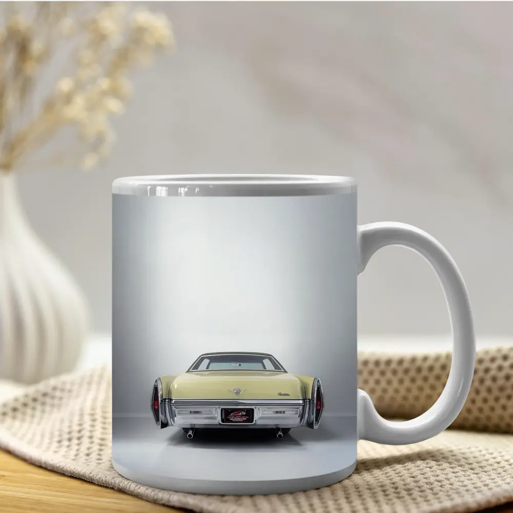 Cadillac DeVille Classic Yellow Rear Studio View – Mugs