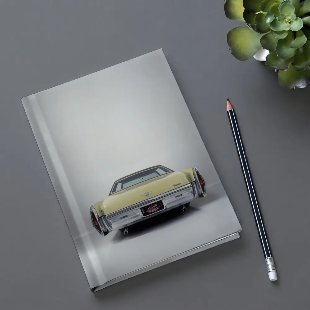 Cadillac DeVille Classic Yellow Rear Studio View – Notebooks
