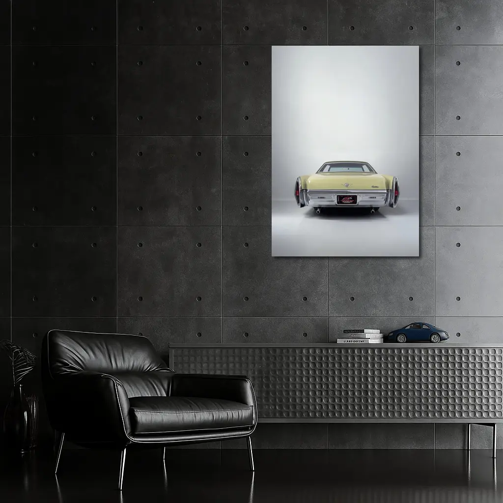 Cadillac DeVille Classic Yellow Rear Studio View – Wall Art