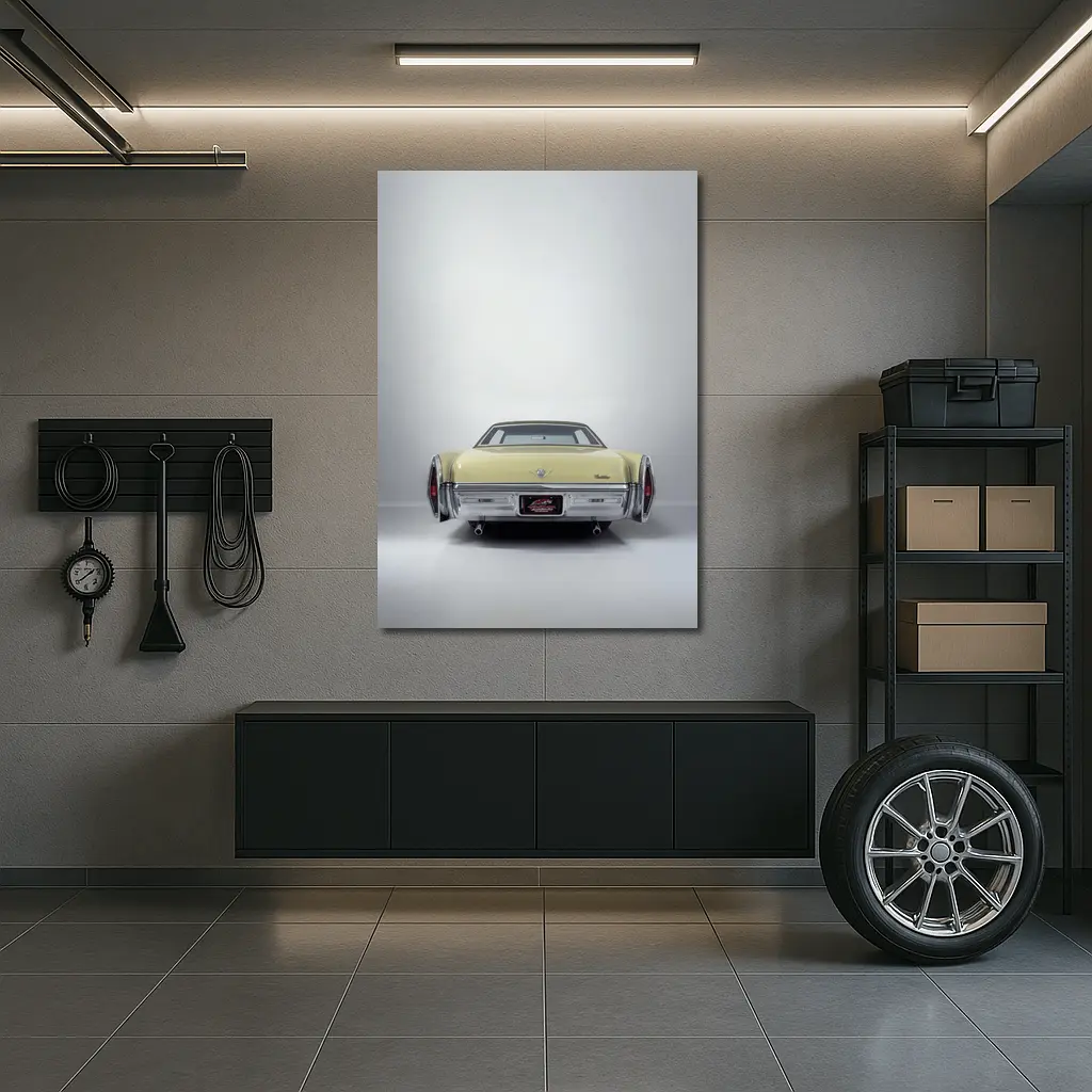 Cadillac DeVille Classic Yellow Rear Studio View – Wall Art