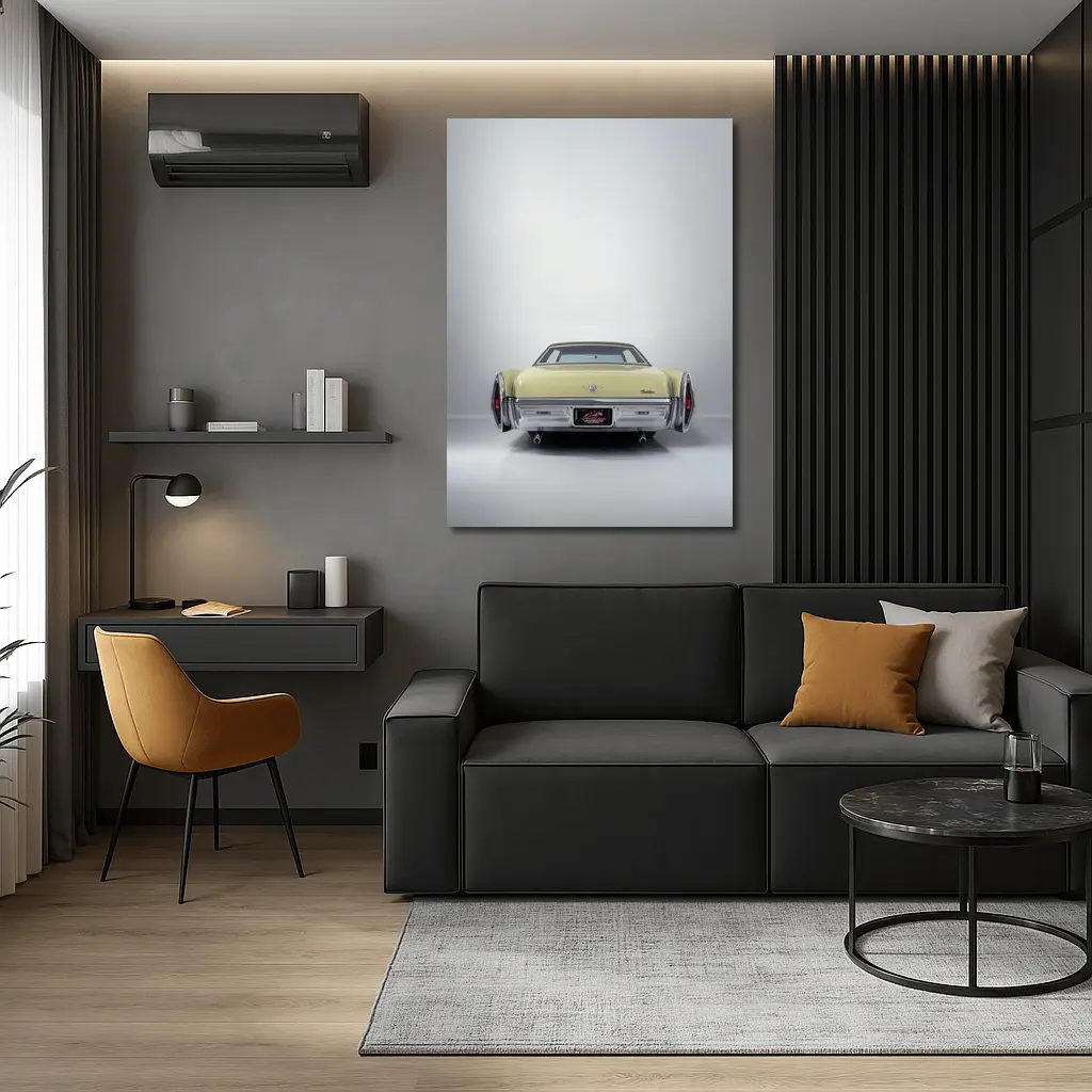 Cadillac DeVille Classic Yellow Rear Studio View – Wall Art