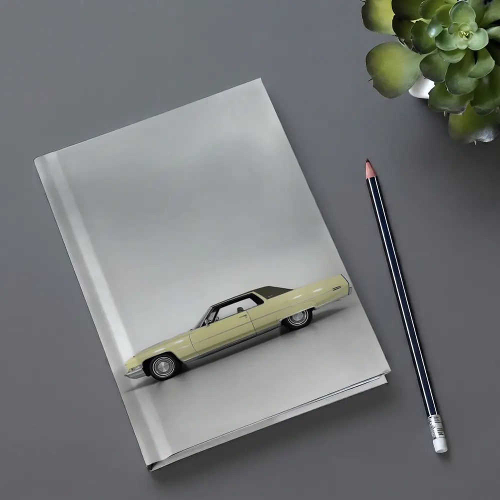 Classic Yellow Cadillac Coupe Studio Shot – Notebooks