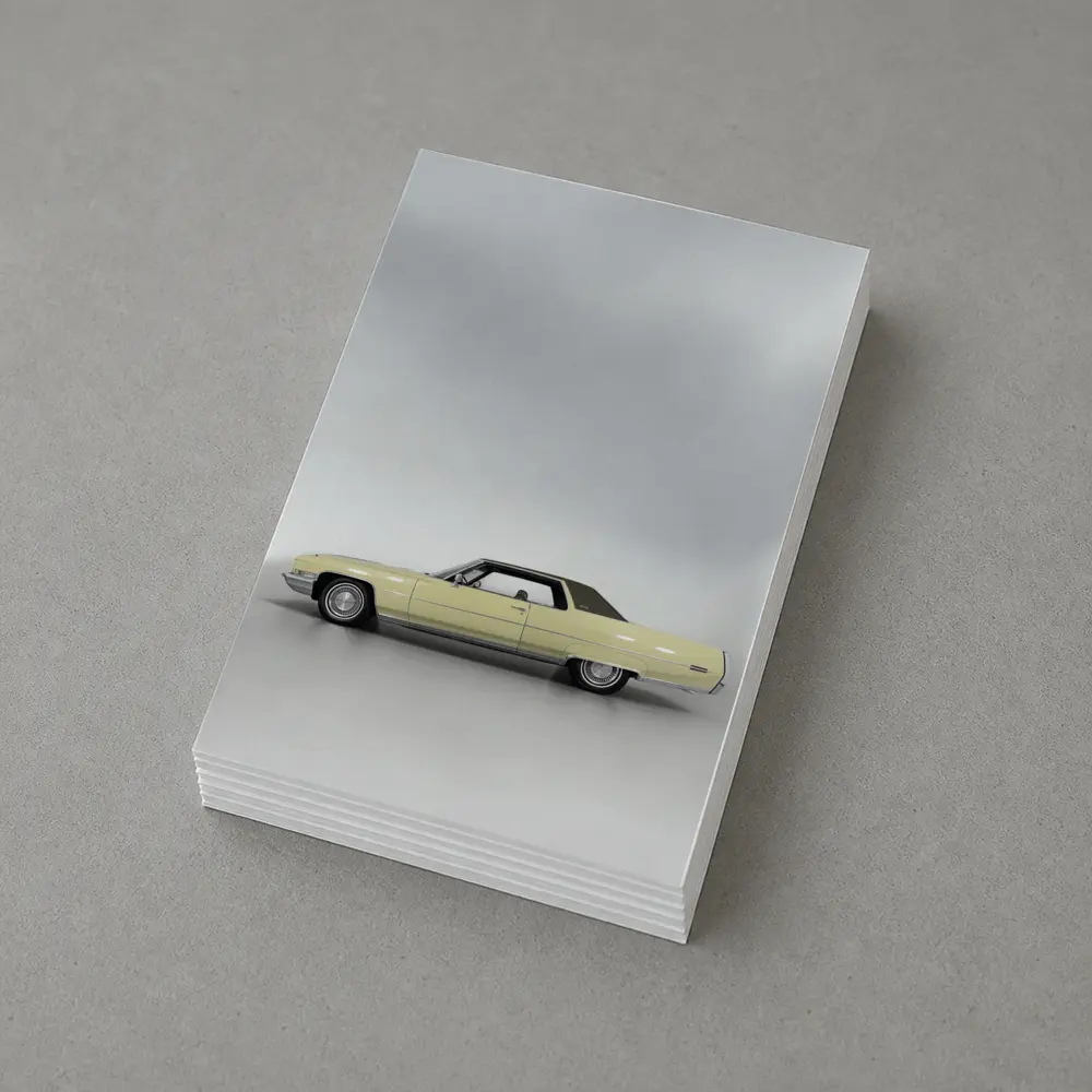 Classic Yellow Cadillac Coupe Studio Shot – Postcards