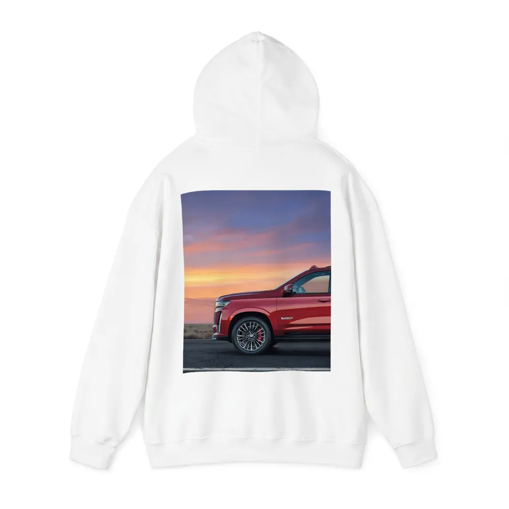 Cadillac Escalade Red SUV Sunset Sky – Hoodies