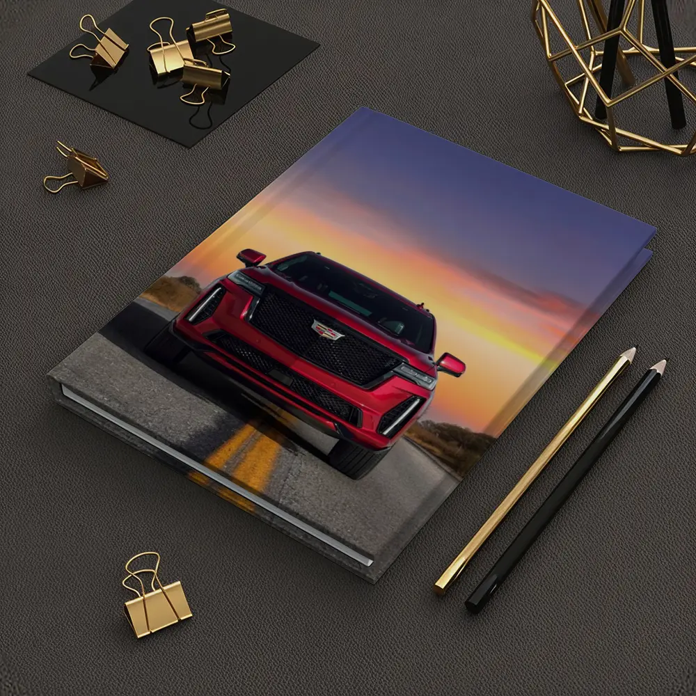 Red Cadillac Escalade SUV Sunset Road – Notebooks