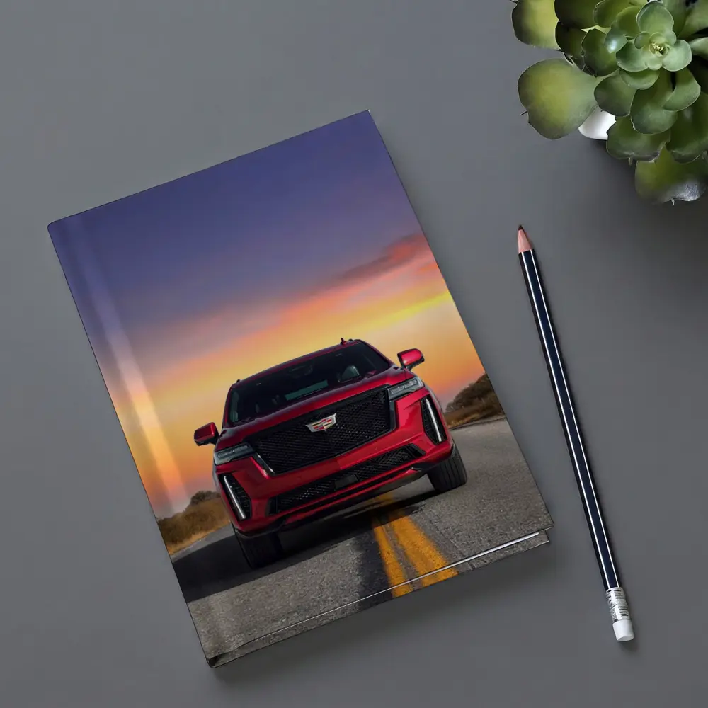 Red Cadillac Escalade SUV Sunset Road – Notebooks