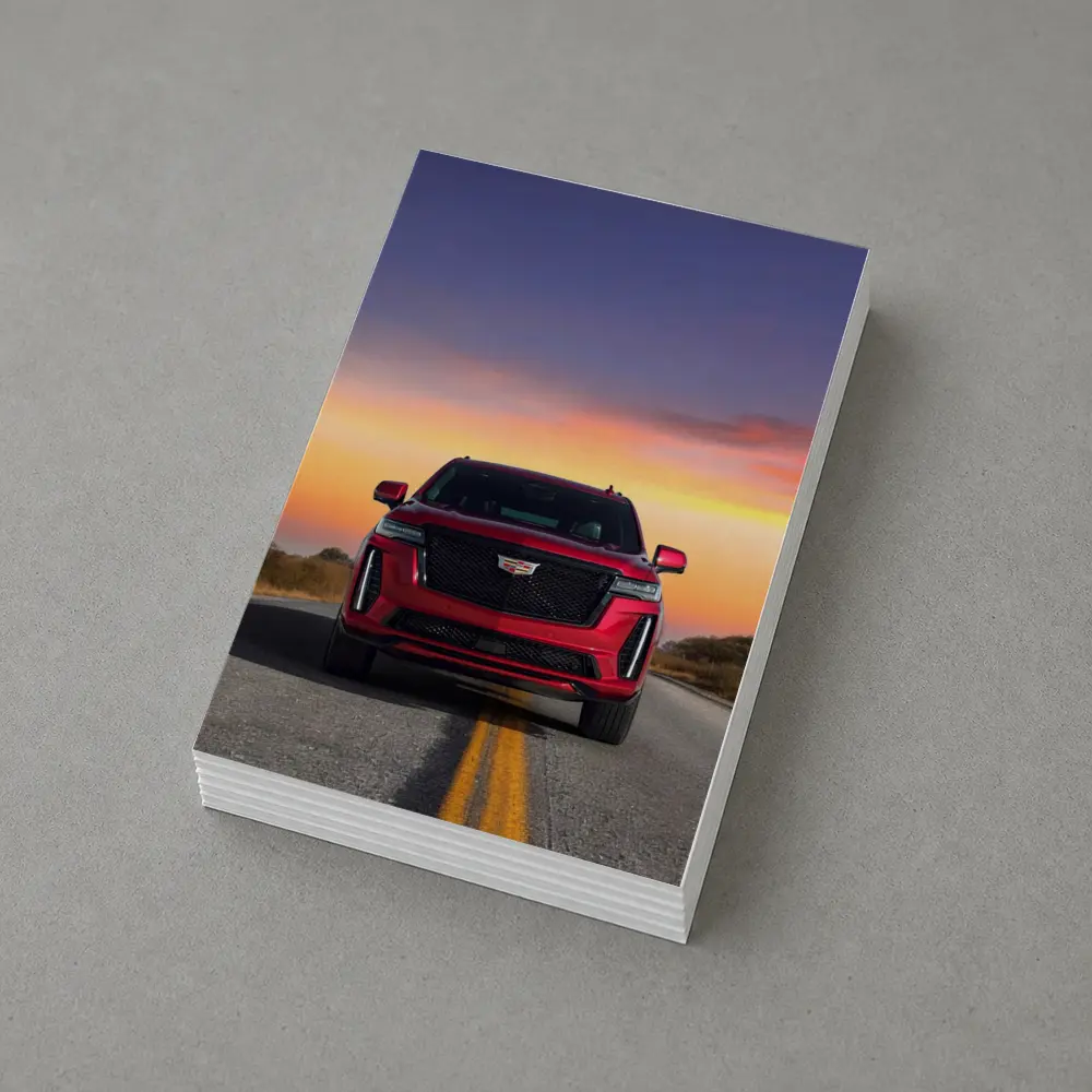 Red Cadillac Escalade SUV Sunset Road – Postcards