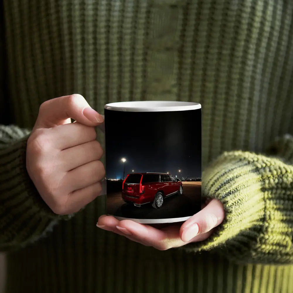 Cadillac Escalade Red Night City Lights – Mugs