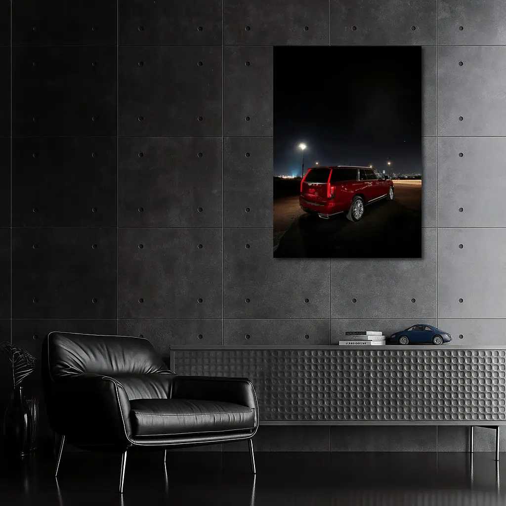 Cadillac Escalade Red Night City Lights – Wall Art