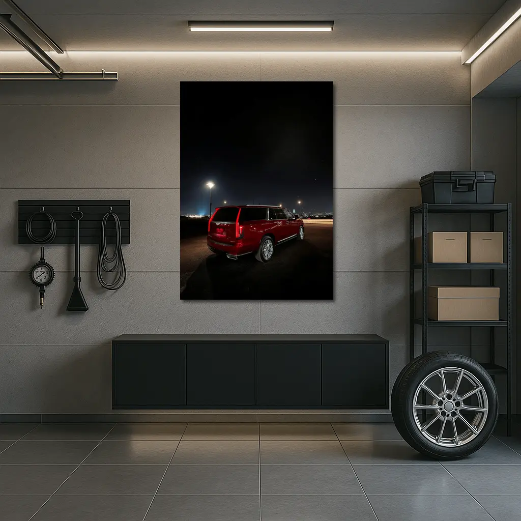 Cadillac Escalade Red Night City Lights – Wall Art