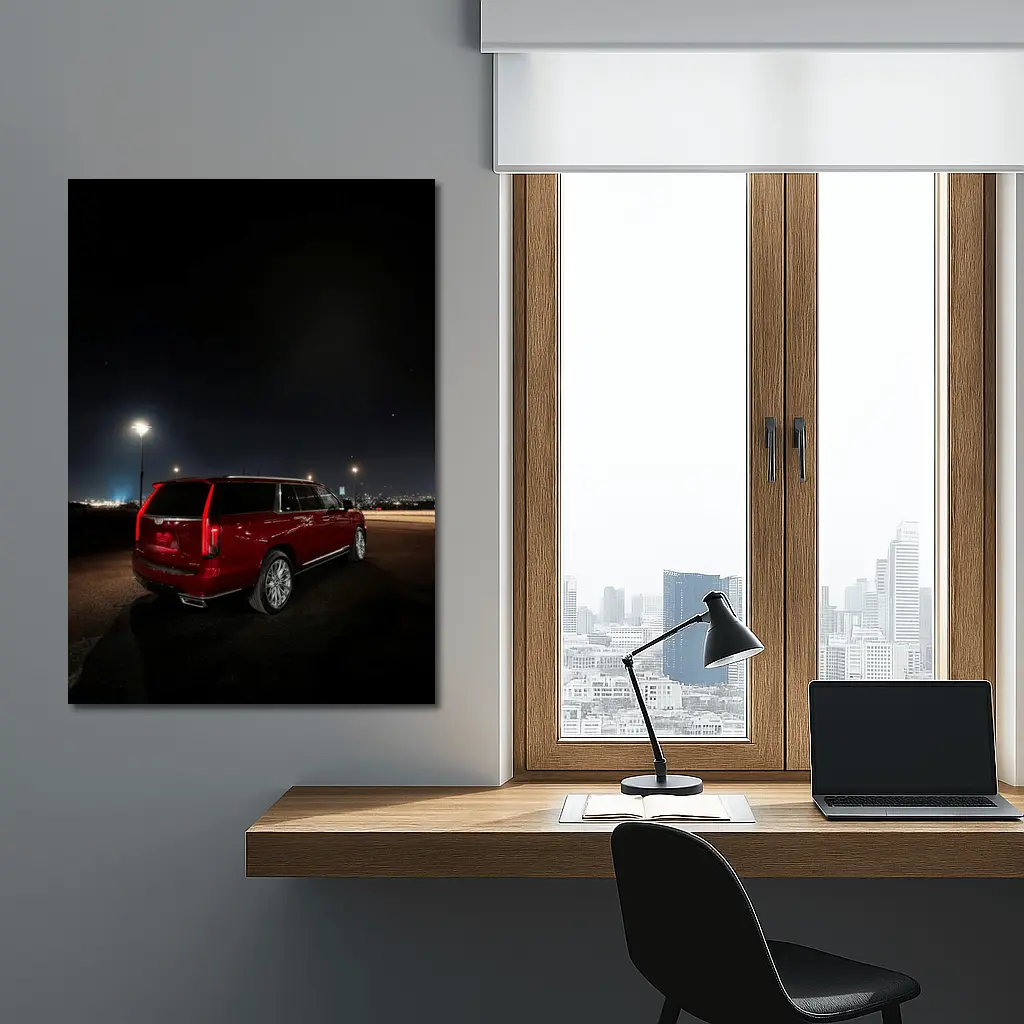 Cadillac Escalade Red Night City Lights – Wall Art