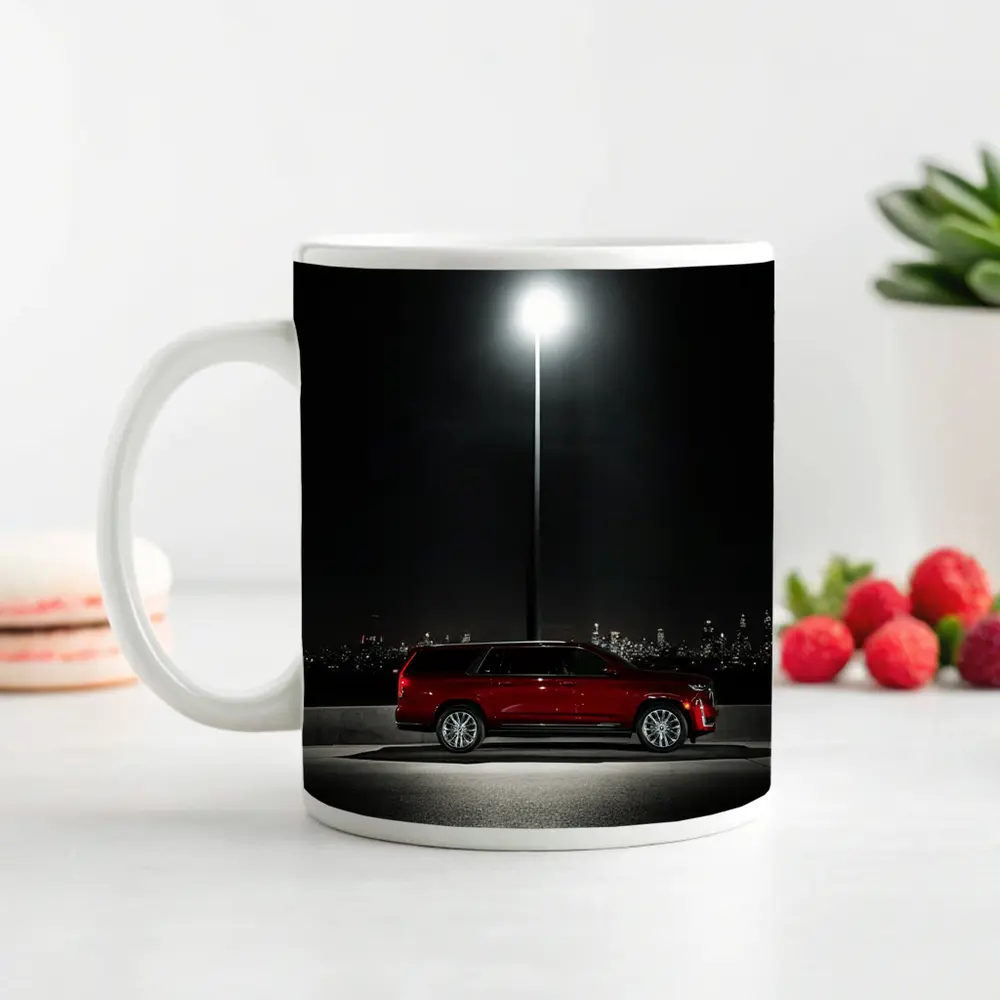 Cadillac Escalade Red Night City Skyline – Mugs