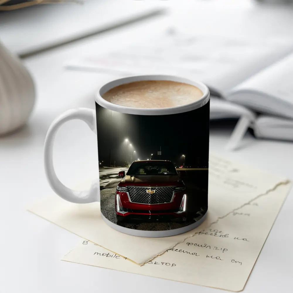 Cadillac Escalade Red Front Night Street – Mugs