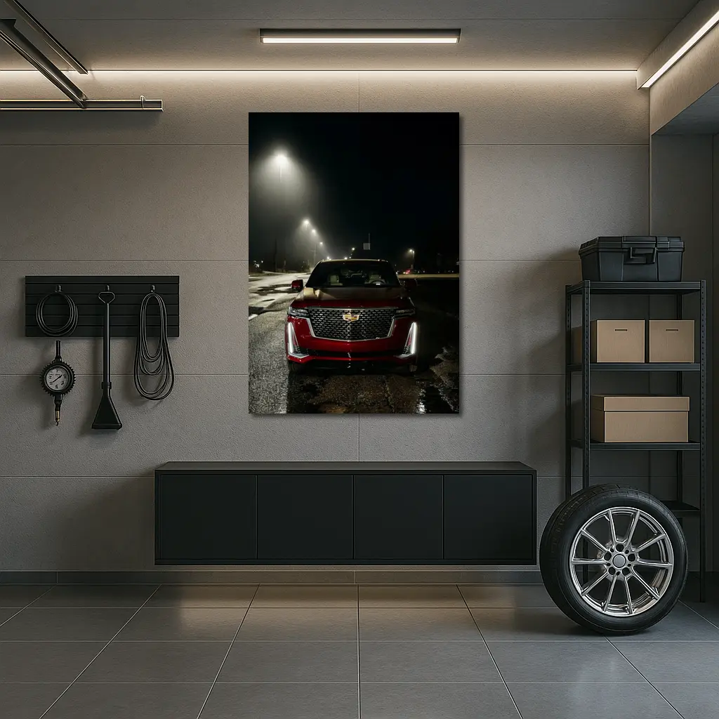 Cadillac Escalade Red Front Night Street – Wall Art