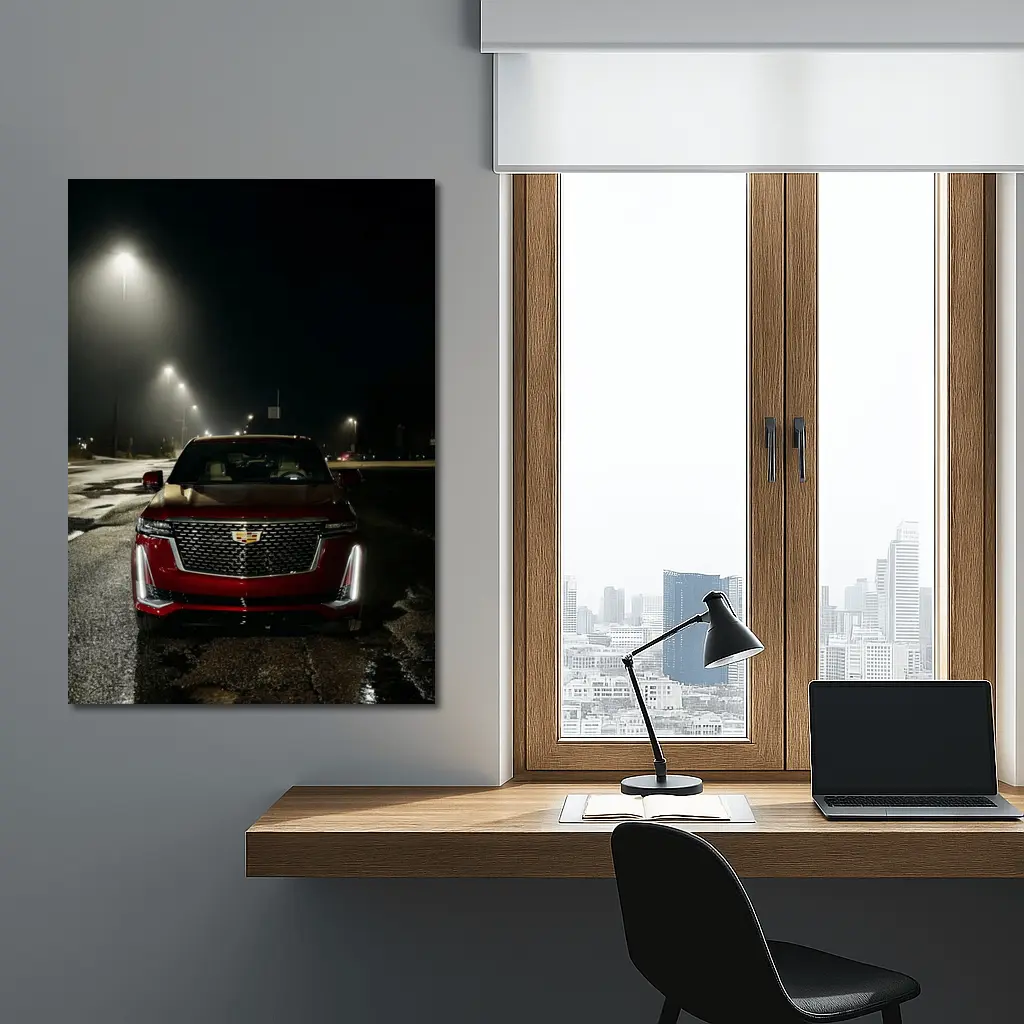 Cadillac Escalade Red Front Night Street – Wall Art