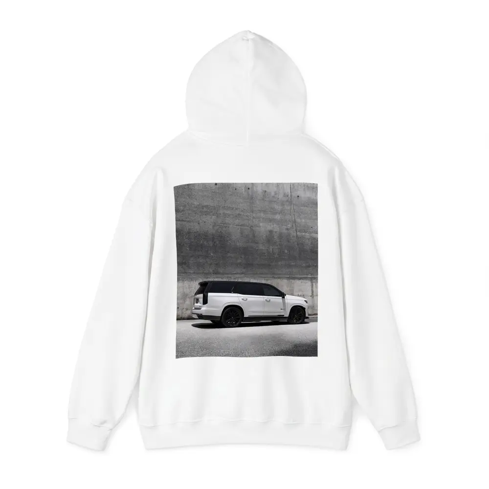 Cadillac Escalade White SUV Concrete Wall – Hoodies