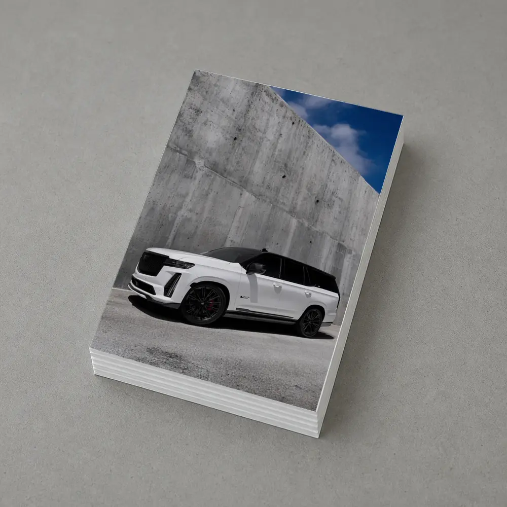 Cadillac Escalade White Against Concrete Wall – Postcards