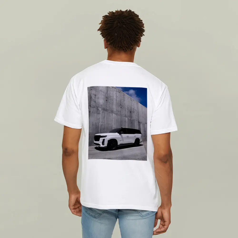 Cadillac Escalade White Against Concrete Wall – T-Shirts