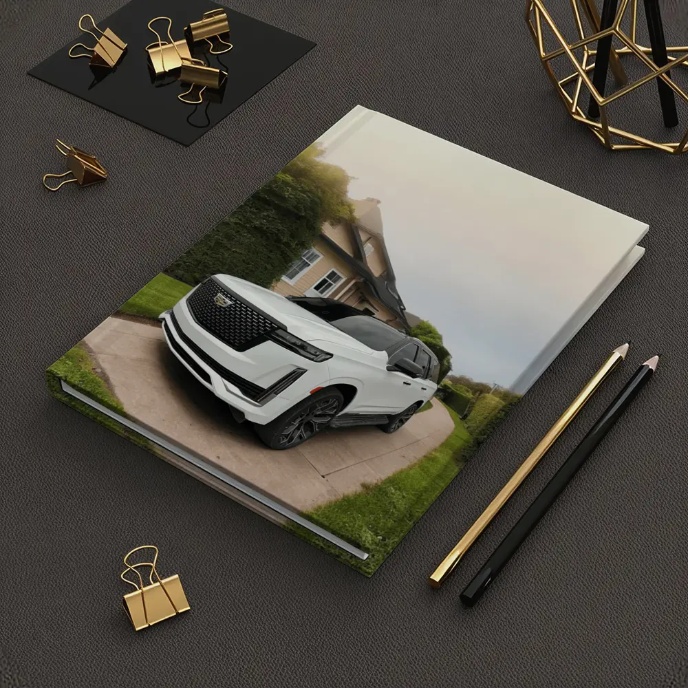 White Cadillac Escalade Parked Estate Driveway – Notebooks