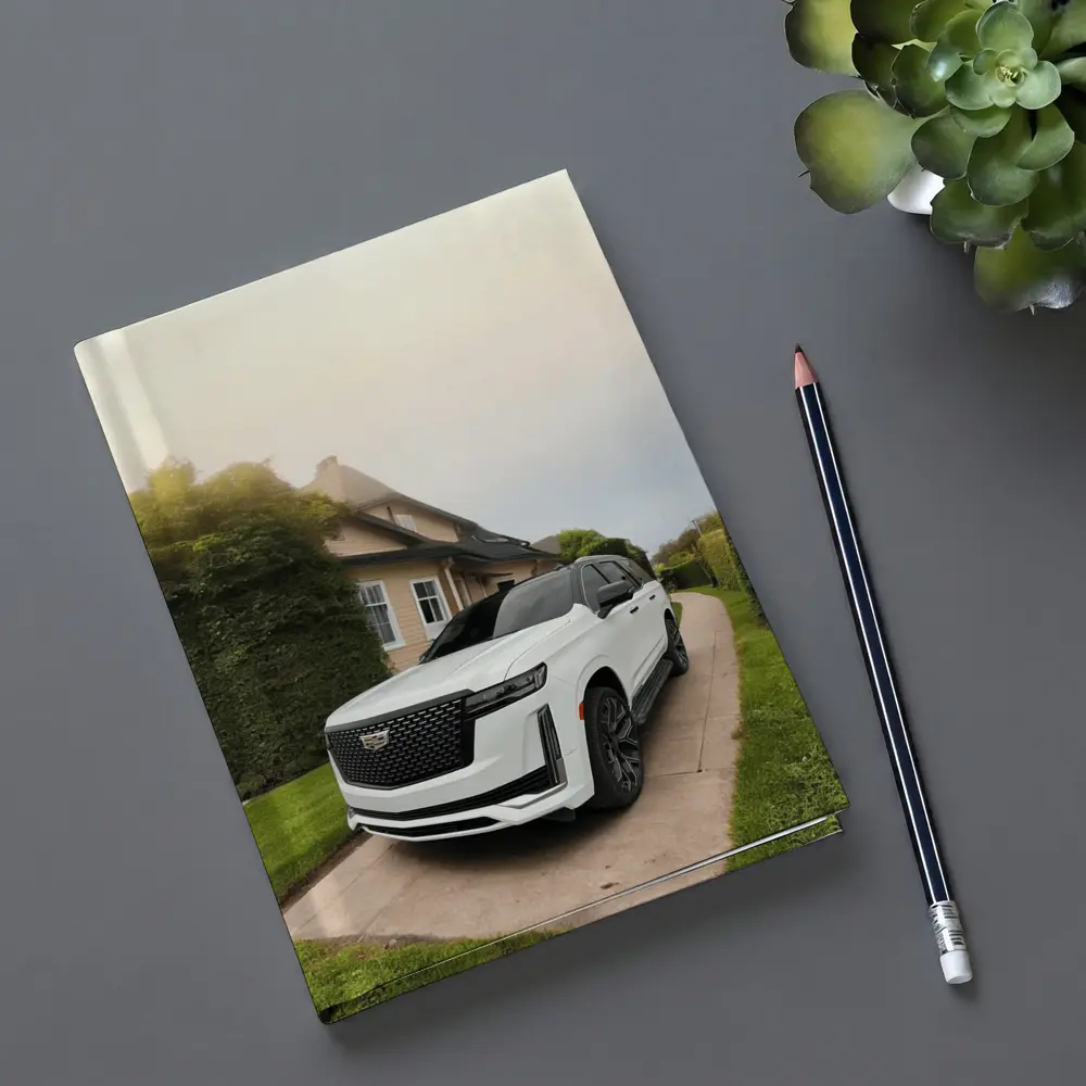 White Cadillac Escalade Parked Estate Driveway – Notebooks