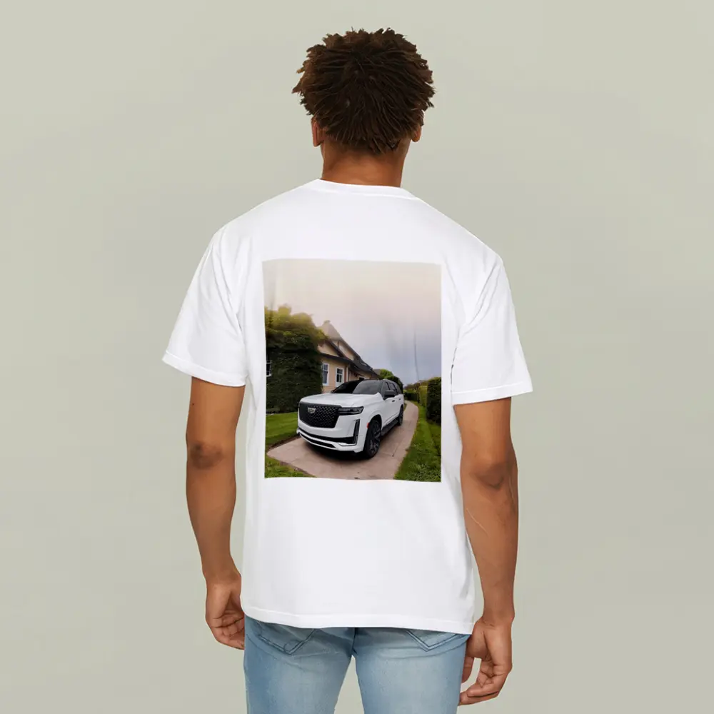White Cadillac Escalade Parked Estate Driveway – T-Shirts