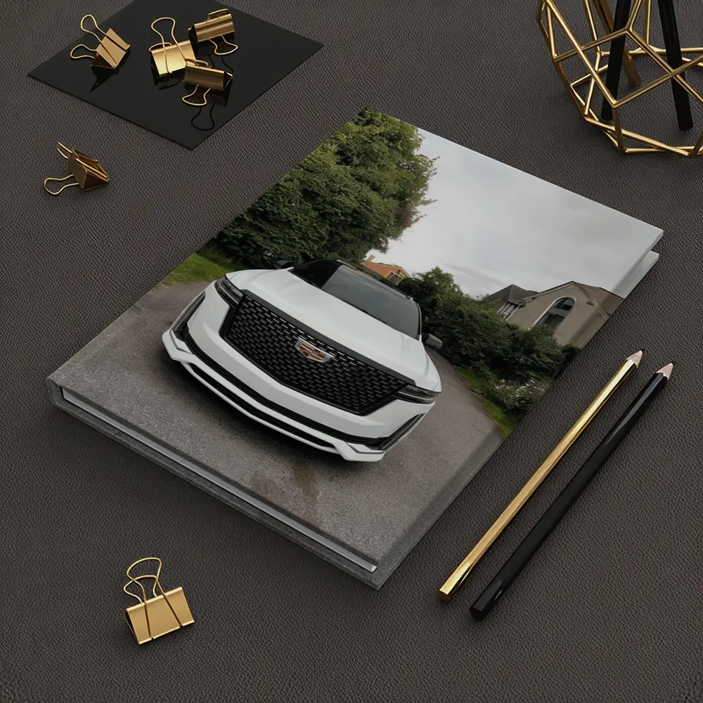 Cadillac Escalade White Suburban Driveway Front View – Notebooks