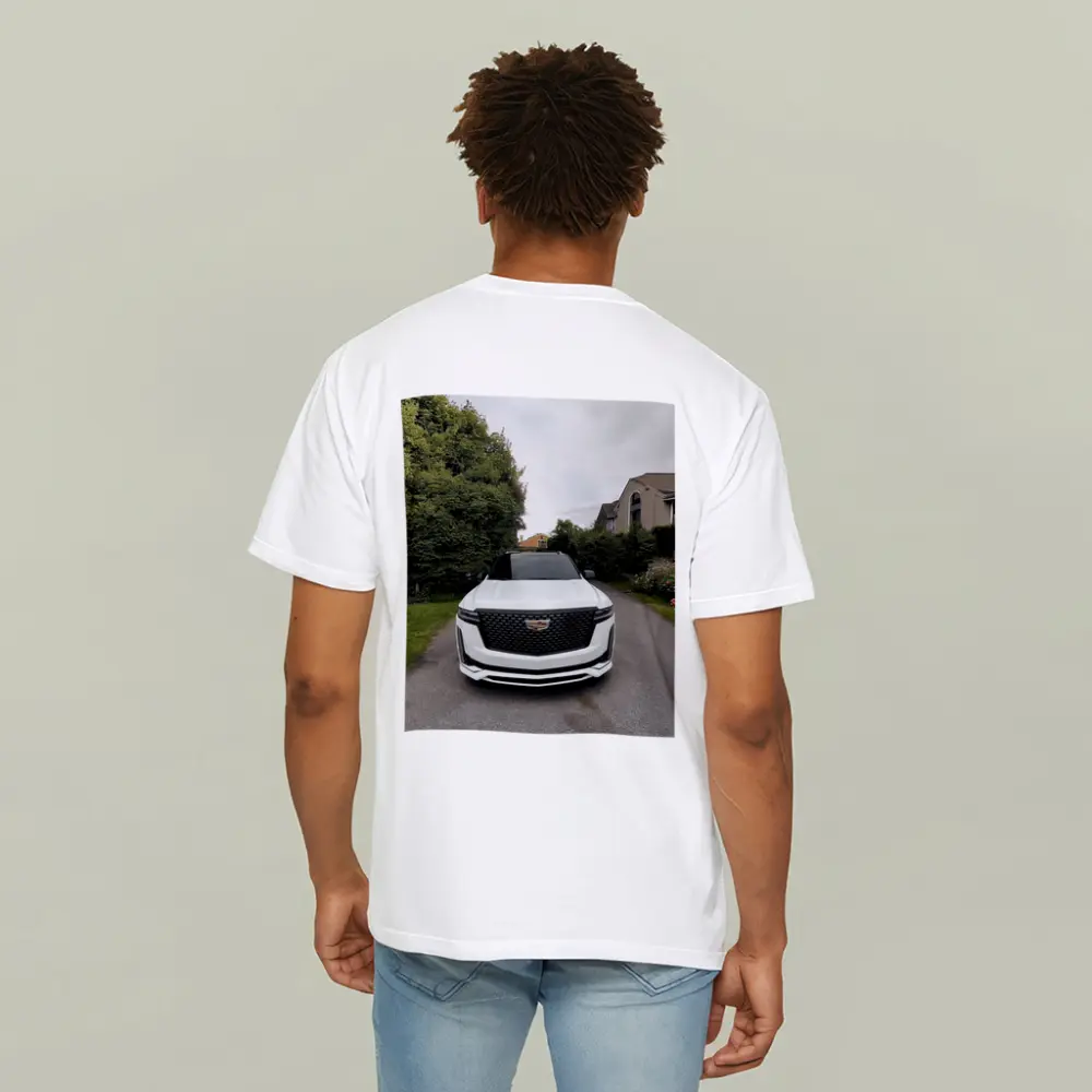 Cadillac Escalade White Suburban Driveway Front View – T-Shirts