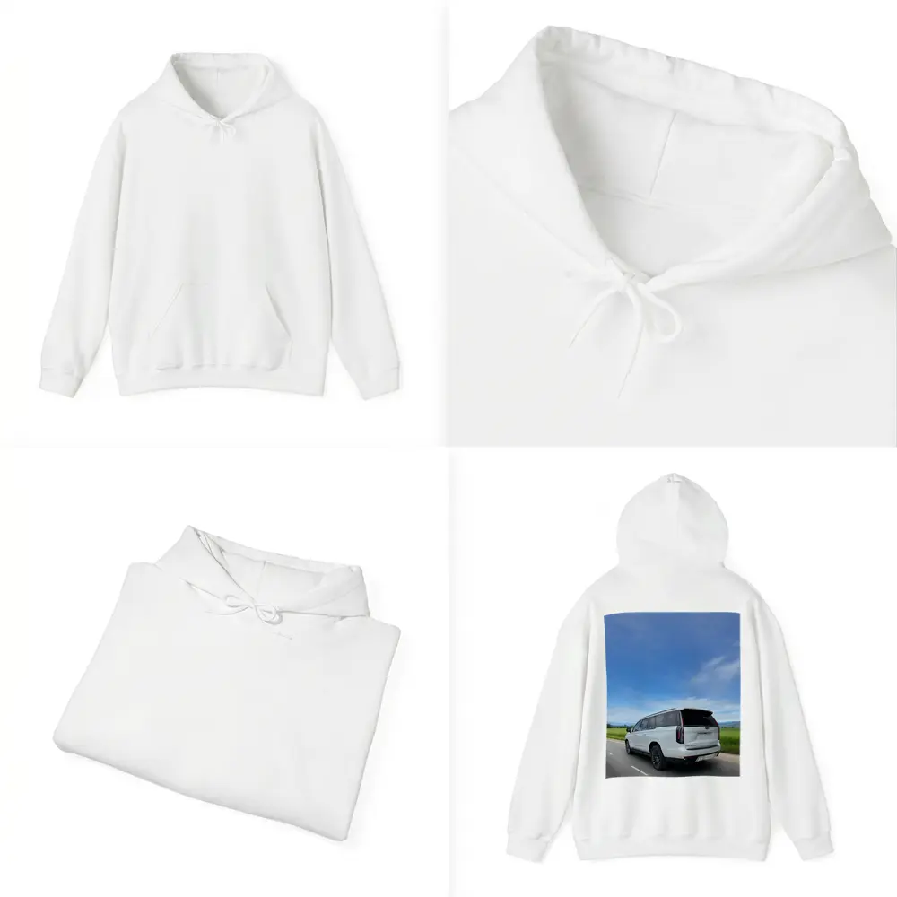 Cadillac Escalade White SUV Open Road – Hoodies