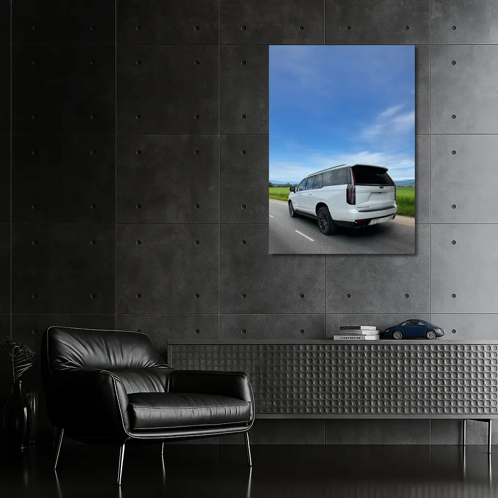 Cadillac Escalade White SUV Open Road – Wall Art